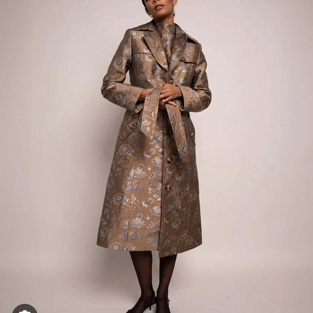NWT Cara Cara The Karlie Trench Coat in Jacquard Garden - Picture 2 of 4